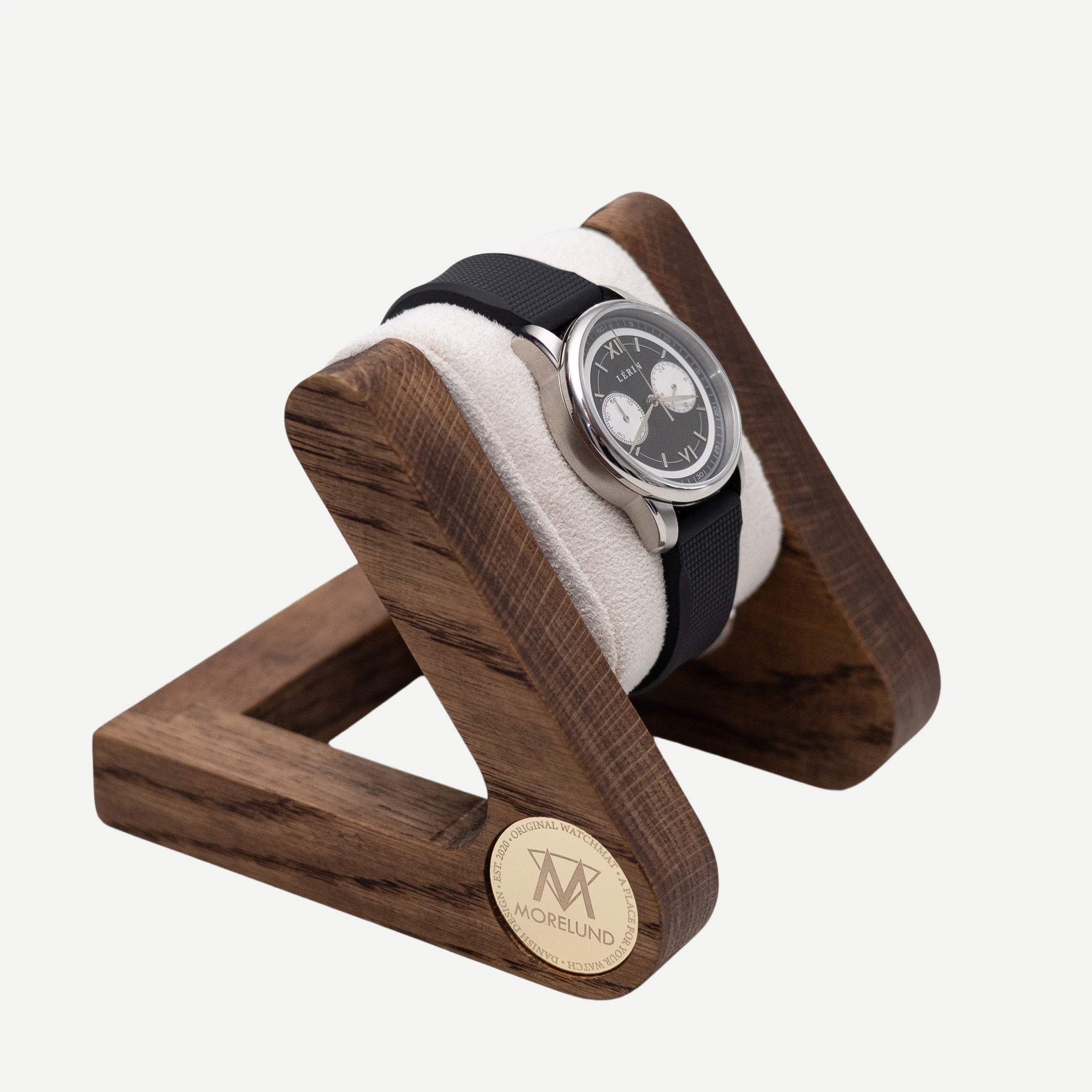 Morelund Watch Stand - Dark Oak - White