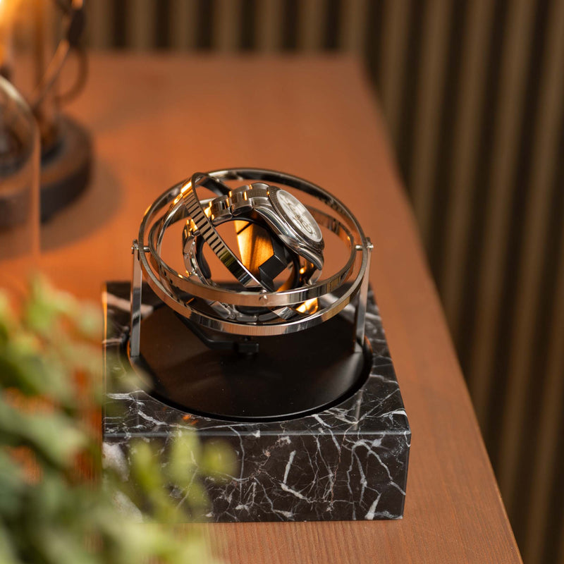 Orbital Watch Winder - Single Black Marble