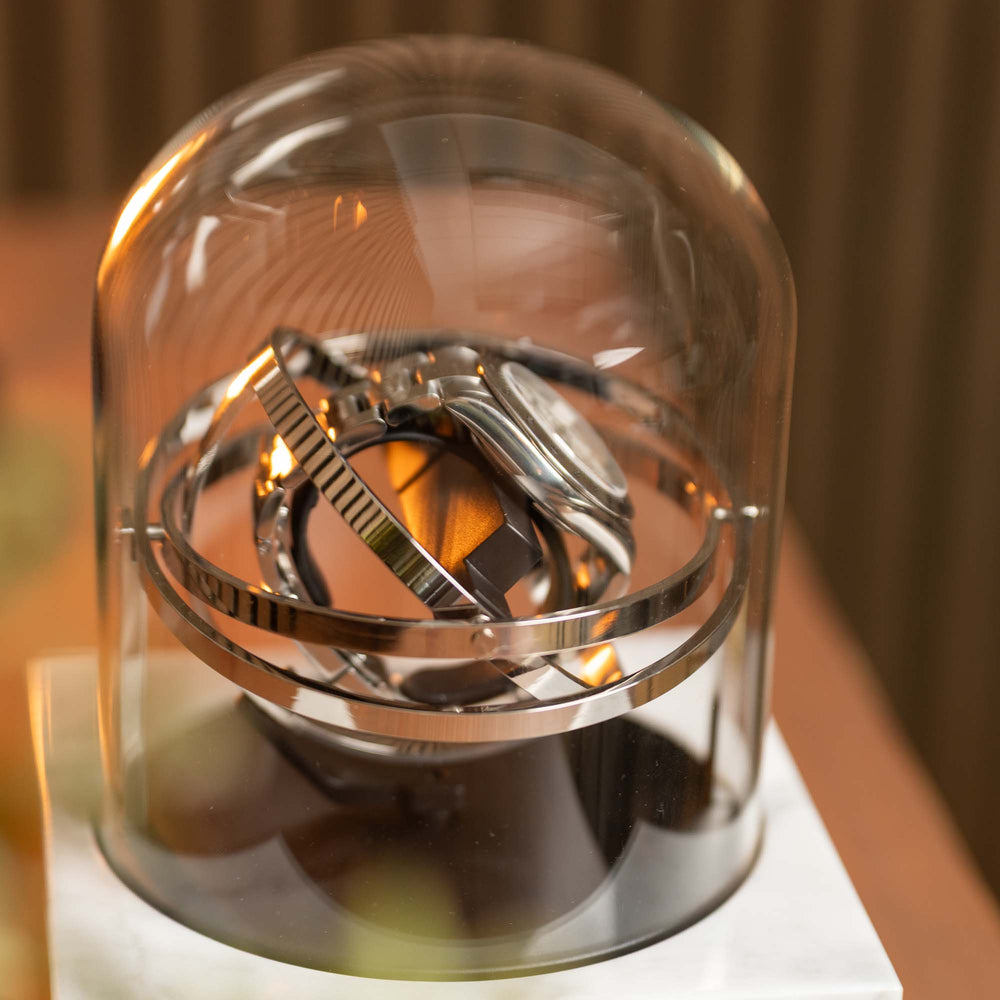 Orbital Watch Winder - Single White Marble