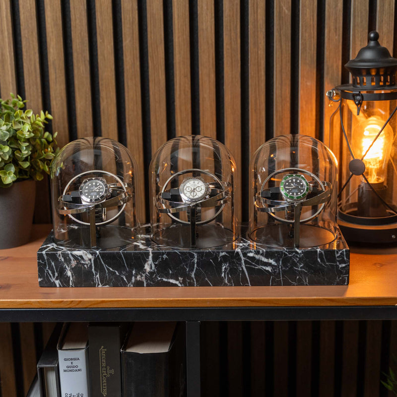 Orbital Watch Winder - Black Marble Trio