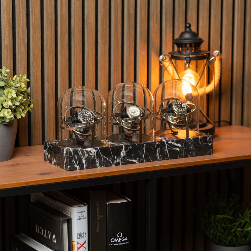 Orbital Watch Winder - Black Marble Trio