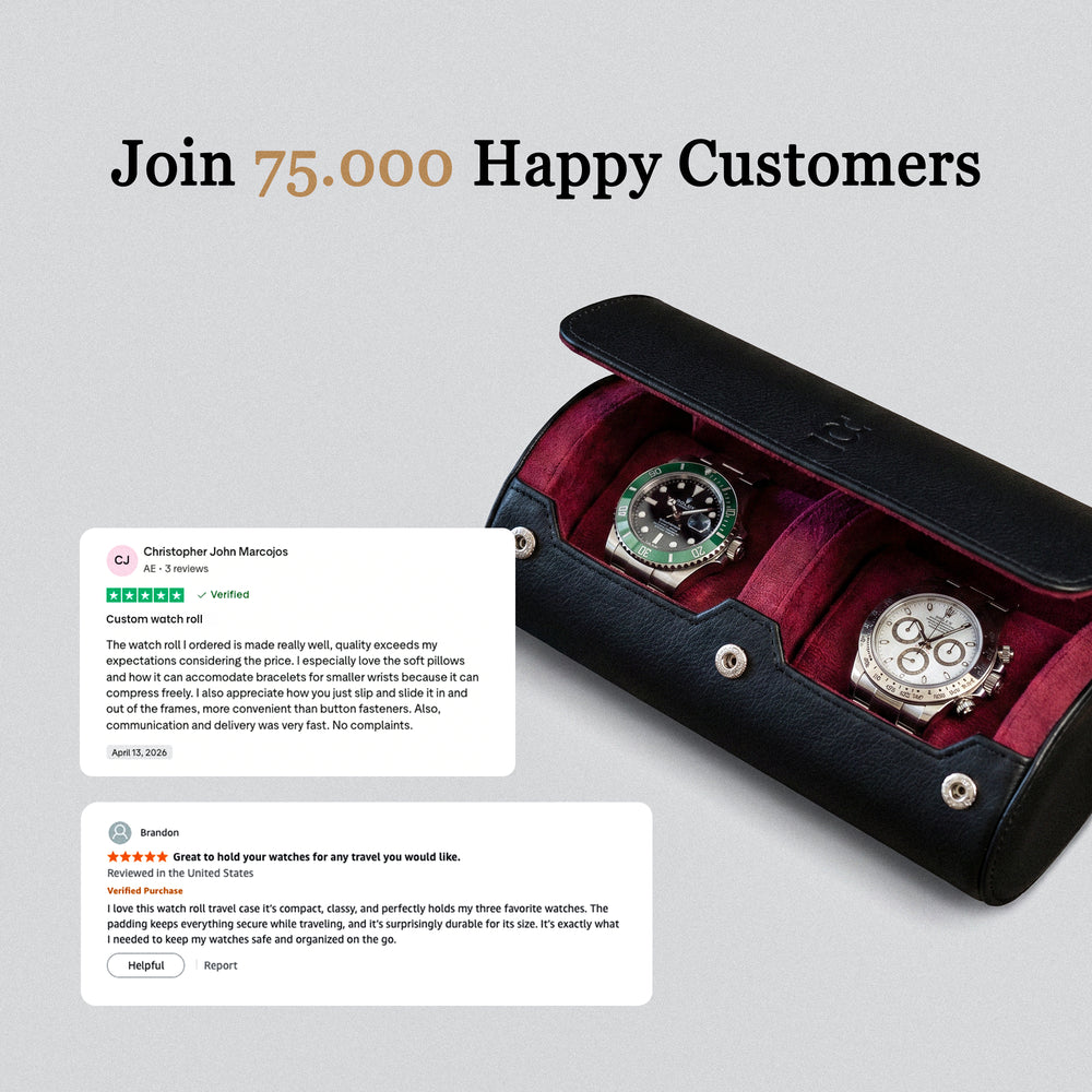 Two Slot Watch Roll - Black Cherry
