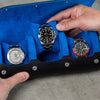 Open watch roll for 3 watches in black blue