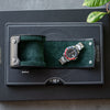 Black Green single open with watch
