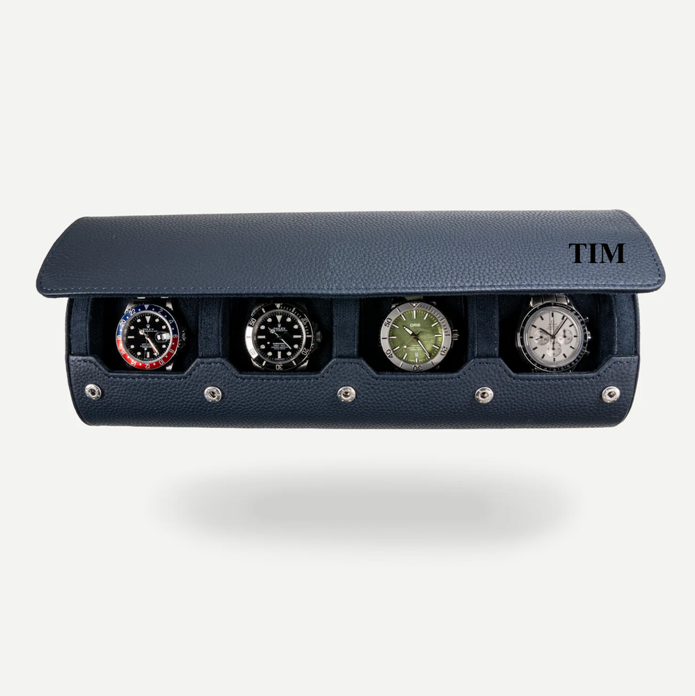 Personalized Travel Watch Roll Extra Large - Navy Blue