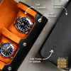 Information about the personalized Two Slot Watch Roll Black Orange
