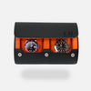 Personalized Two Slot Watch Roll Black Orange