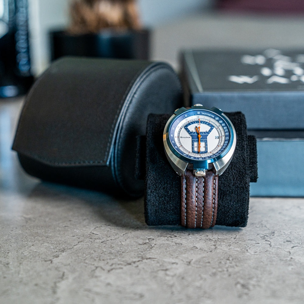 Personalized single watch roll in all black 