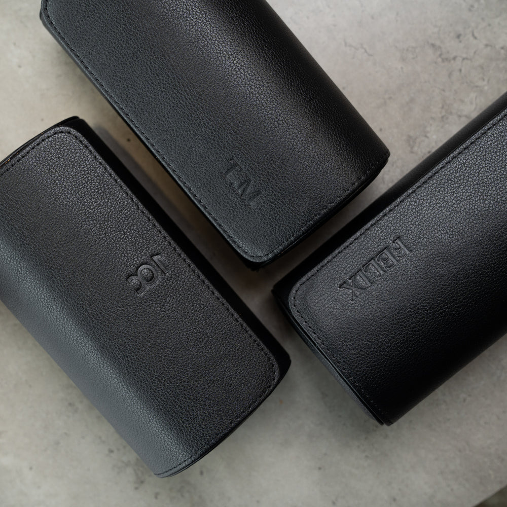 Black Personalized watch rolls 