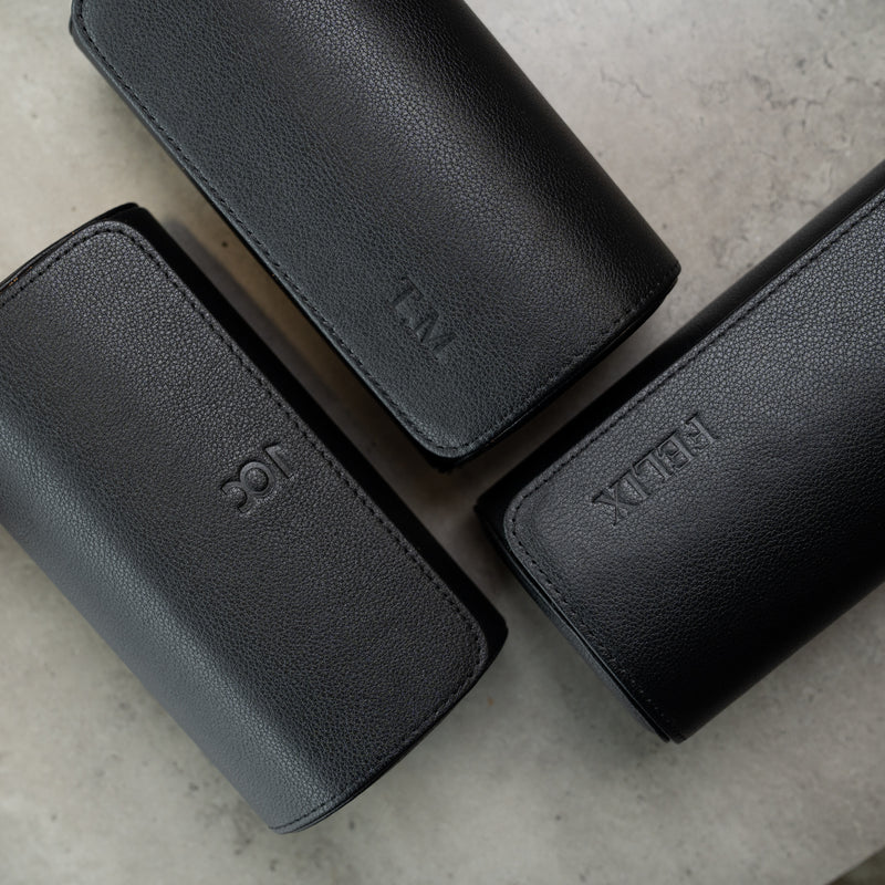Black Personalized watch rolls 