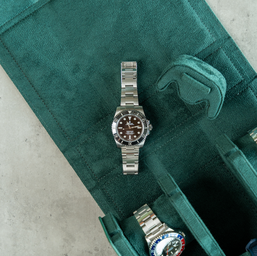 Hexagon Green Saffiano 6 Slot Watch Box