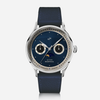 Blue watch with a detailed face on a white background