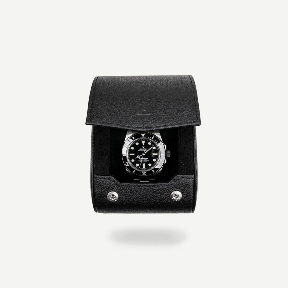 Single Travel Roll - All black, travel roll for one watch, small travel roll, watch storage, how to travel safely with your watch