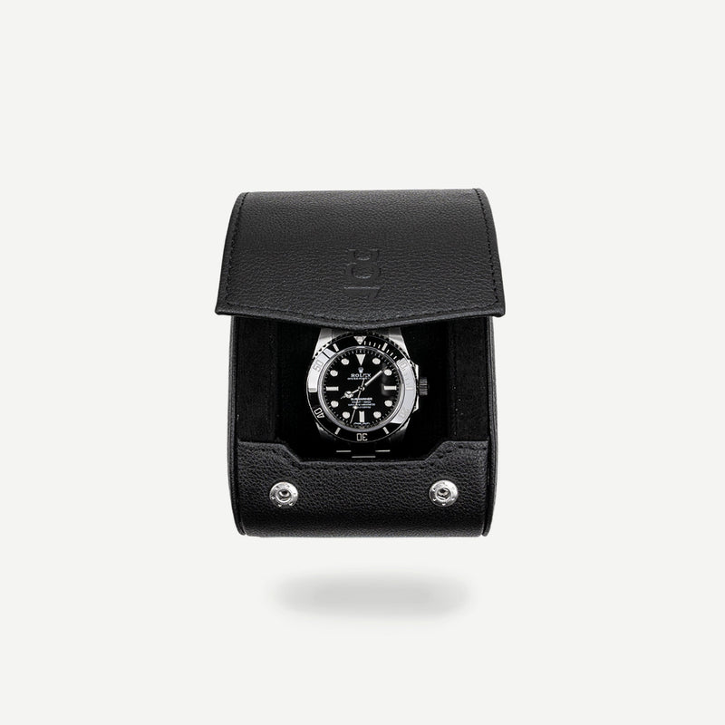Single Travel Roll - All black, travel roll for one watch, small travel roll, watch storage, how to travel safely with your watch
