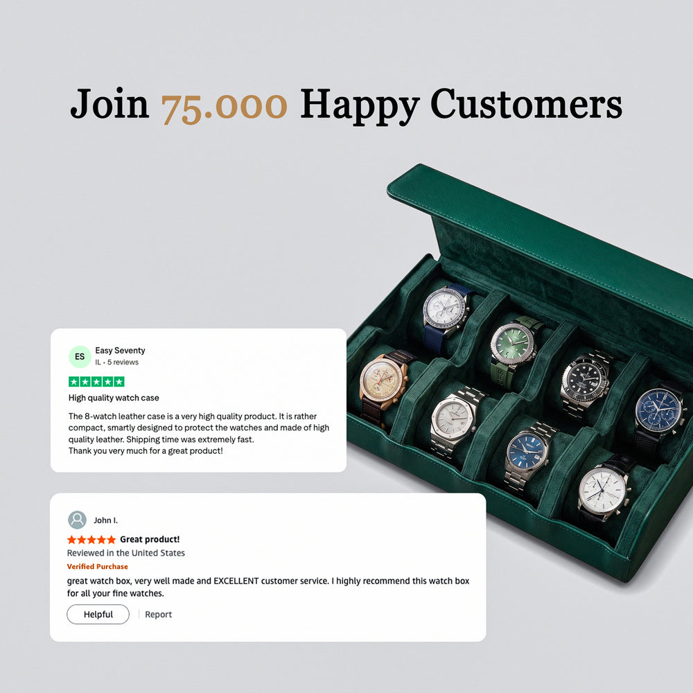 Hexagon Green Saffiano 8 Slot Watch Box