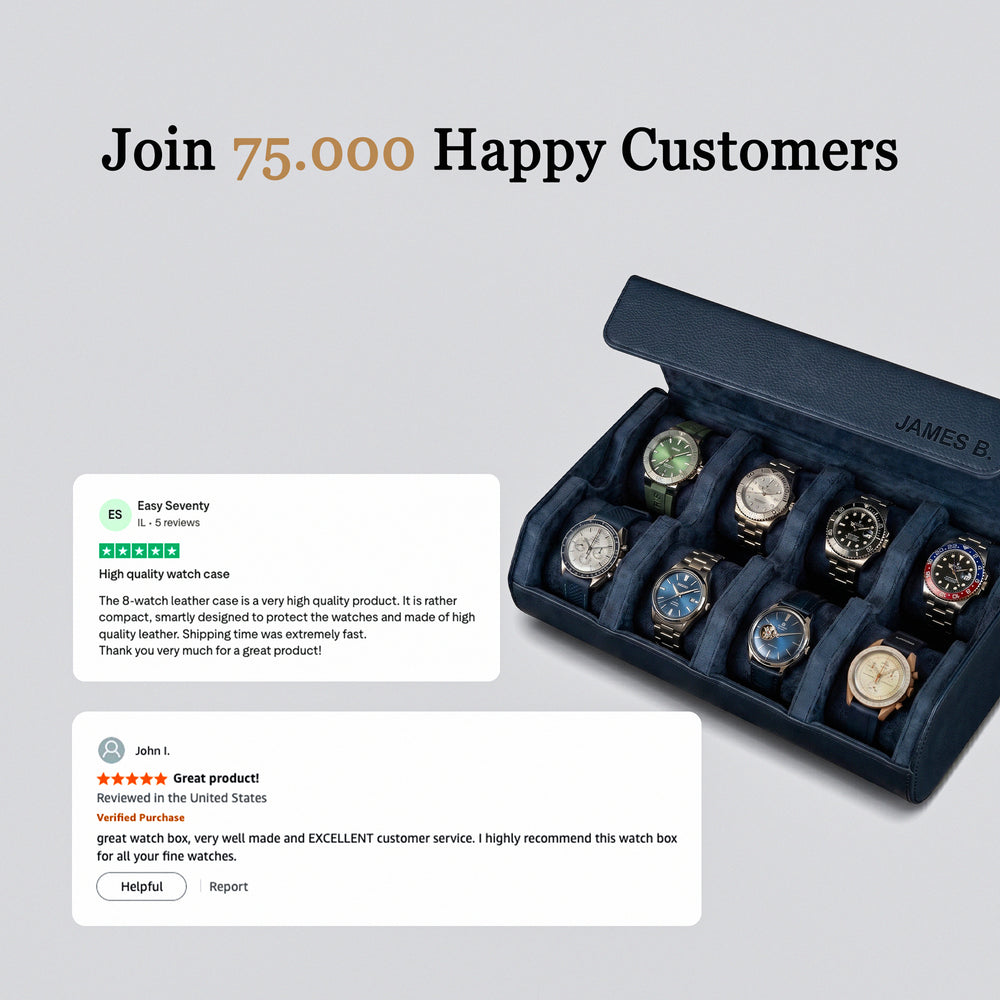 Personalized Hexagon Navy Blue 8 Slot Watch Box