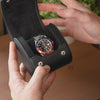 Personalized single watch roll in all black 