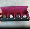 Showing the watch roll for 4 watches in Black Cherry