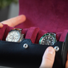 Two Slot Watch Roll - Black Cherry