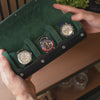 Showing the personalized watch roll 3 slot in black green