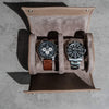 Nevada Desert two slot Watch Roll, Alcantara lined, italian leather, handmade in italy, watch roll, travelroll for watches, travel safely with watches, small watch roll, watch roll witch watches
