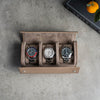 Nevada Desert 3 Slot Watch Roll, Alcantara lined, italian leather, handmade in italy, watch roll, travelroll for watches, travel safely with watches, watch roll interior 